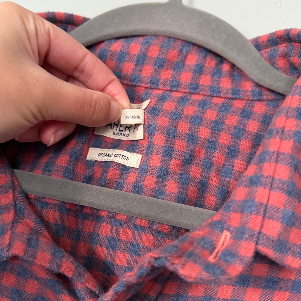 Faherty Stretch Seaview Flannel Shirt Blue Pink‎ Gingham Plaid Cotton Size XXL - Picture 6 of 10